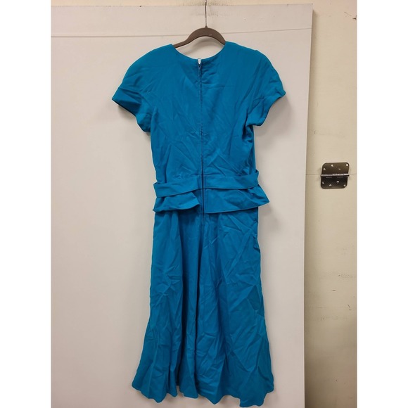Julian Taylor New York Dress Size 10 Blue Teal Button Front Career Work - Picture 3 of 16